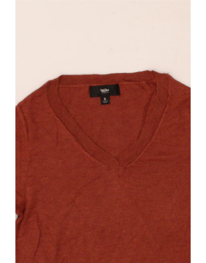 MOSSIMO Womens V-Neck Jumper Sweater UK 10 Small Maroon Nylon Vintage Mossimo and Second-Hand Mossimo from Messina Hembry 