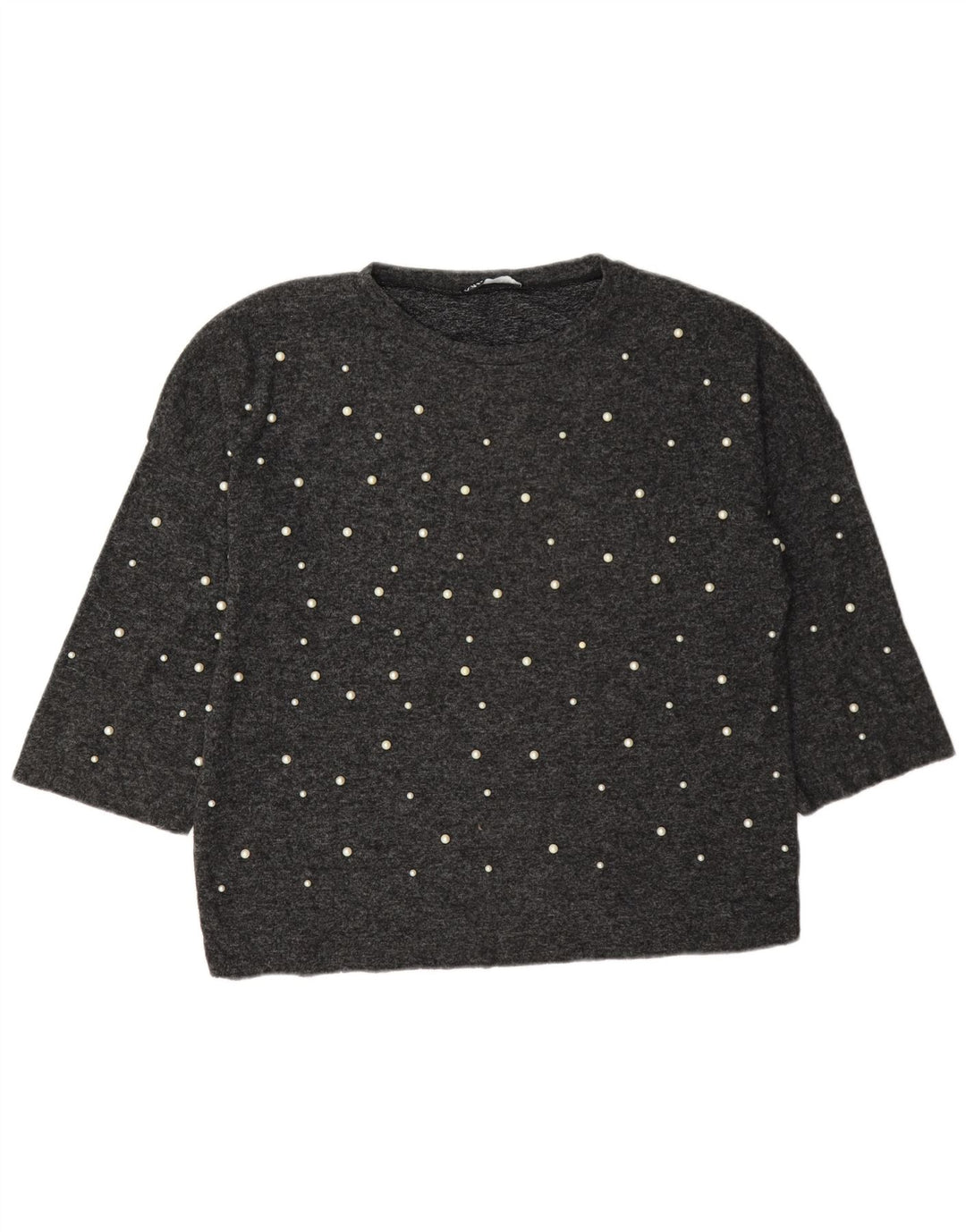 Zara Dame Oversized Top 3/4 ærme UK 10 Lille Grå Plettet