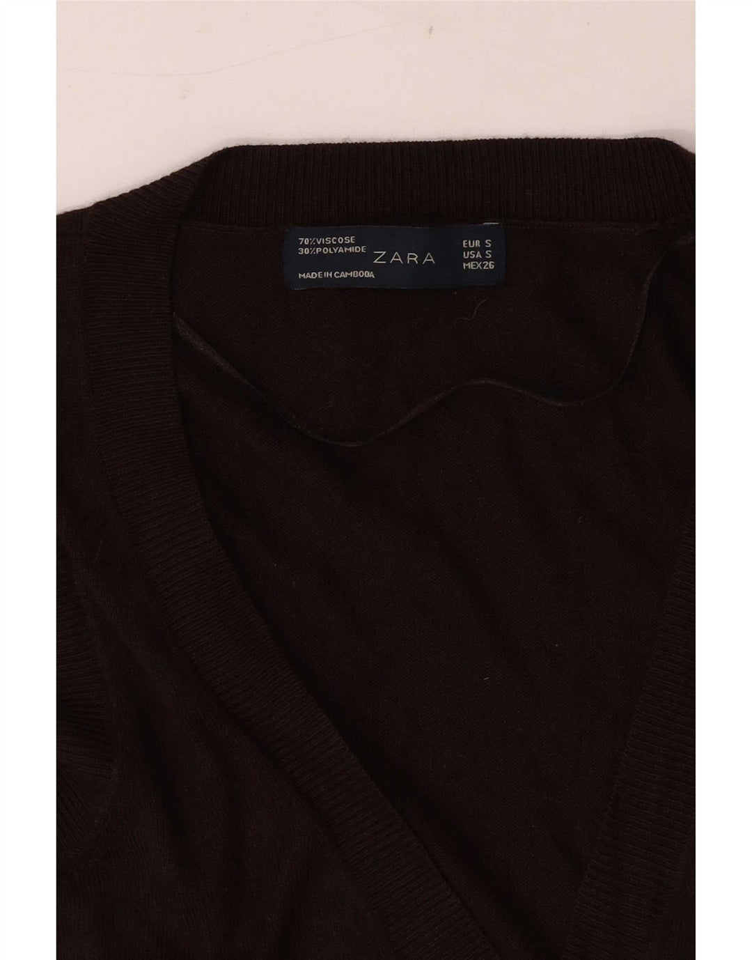 Zara Dame Vest Tank Top UK 8 Small Brown Viscose