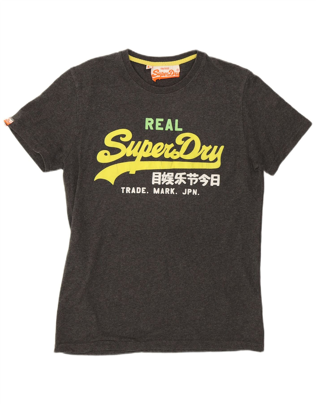 SUPERDRY Herre grafisk T-shirt Top Stor grå polyester