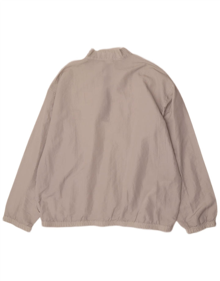 Vintage herre lynlås-hals sweater træningsdragt Top One Size grå polyester