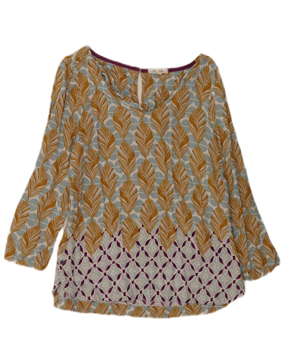 White Stuff Dame 3/4 ærmet bluse Top UK 10 Small Multicolored Floral