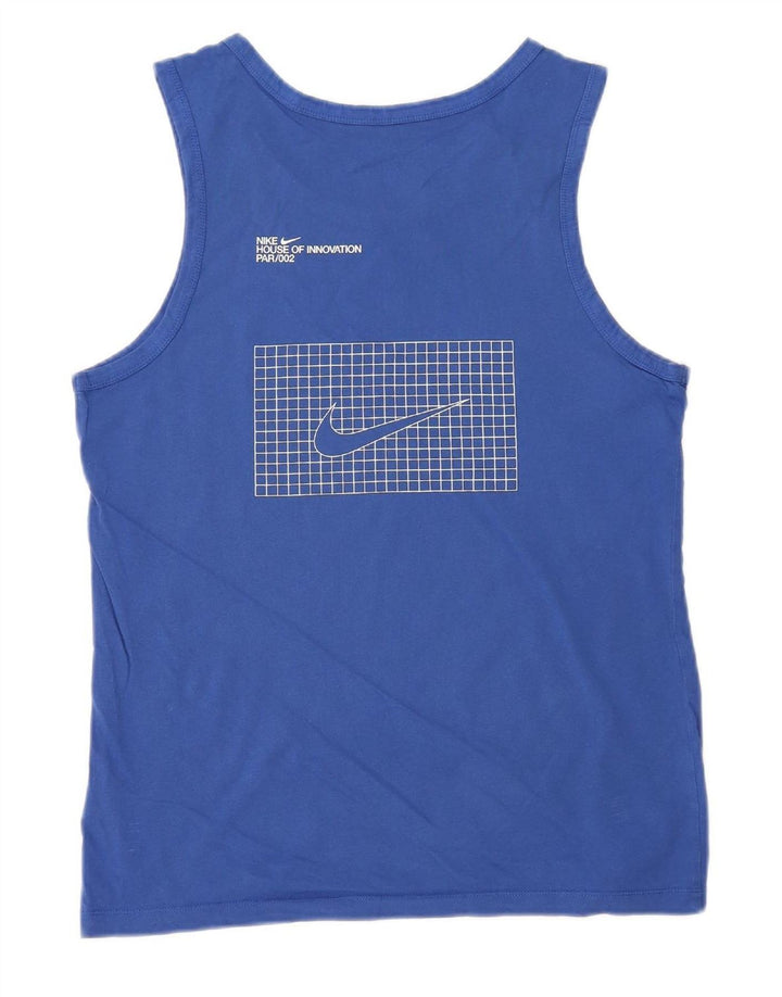 NIKE Mens Graphic Vest Top Small Navy Blue Cotton