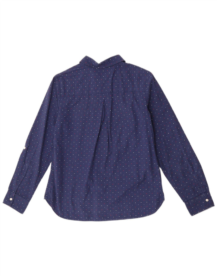 Tommy Hilfiger Dame Pullover Shirt UK 14 Mellem marineblå plettet bomuld