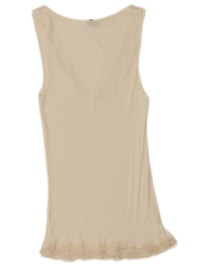 Benetton Dame ærmeløs bluse Top UK 12 Medium White