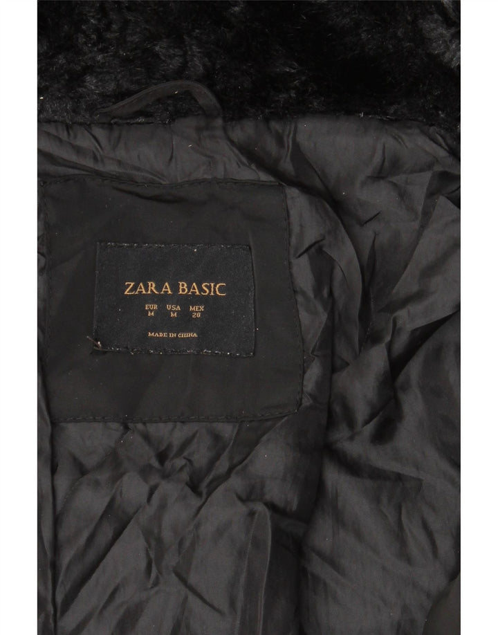 Zara Womens Polstret Frakke UK 14 Medium Black