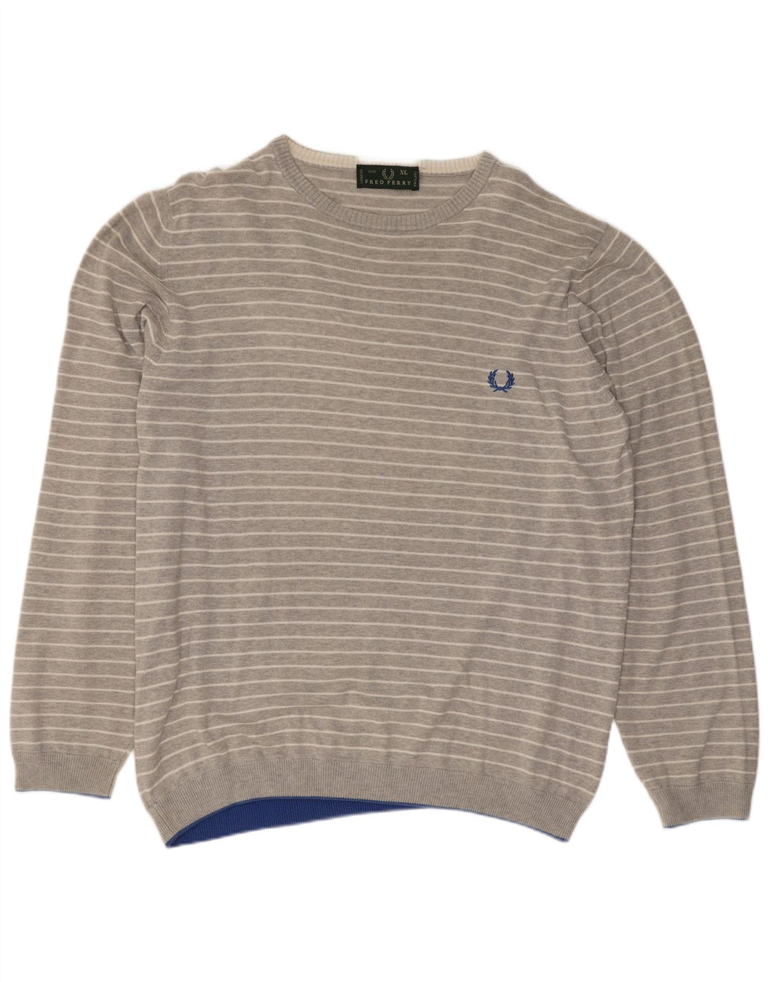 Fred Perry Herre sweater med rund hals XL Gråstribet bomuld