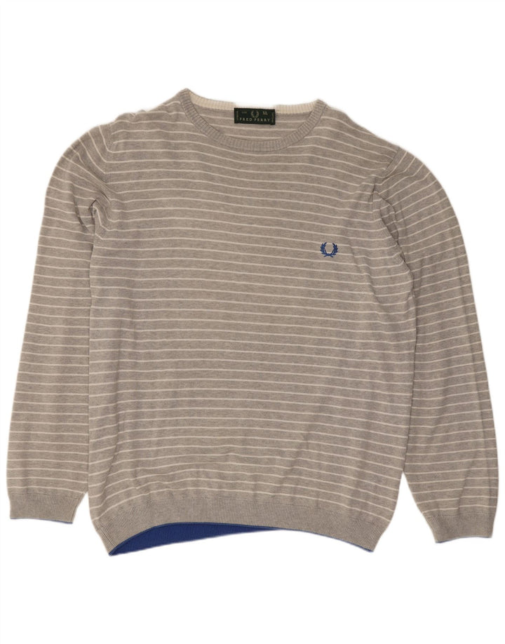 Fred Perry Herre sweater med rund hals XL Gråstribet bomuld