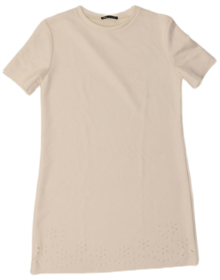 ZARA Shift Dress til kvinder UK 10 Small White Floral