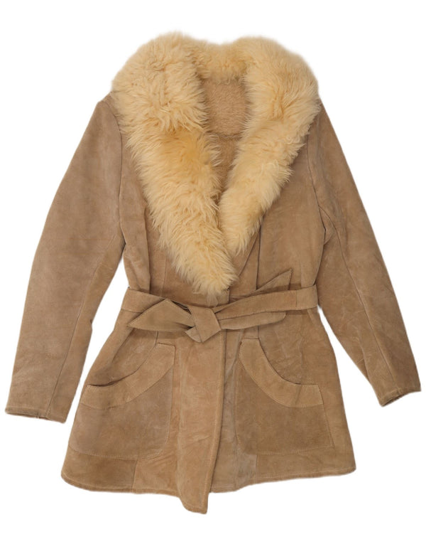 Vintage Dame Shearling Coat UK 10 Small Beige