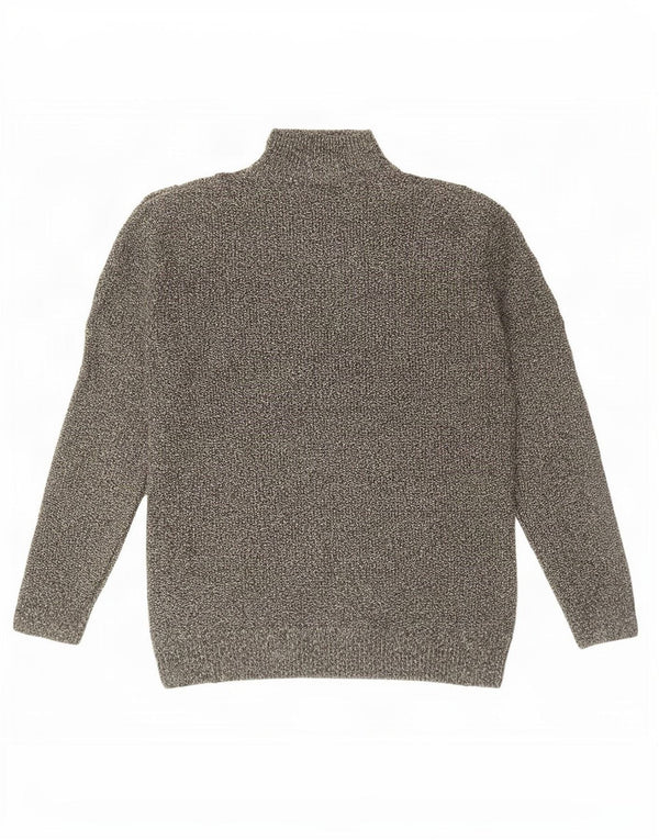Jack & Jones Herre Zip Neck Jumper Sweater Stor Grå Flecked Akryl