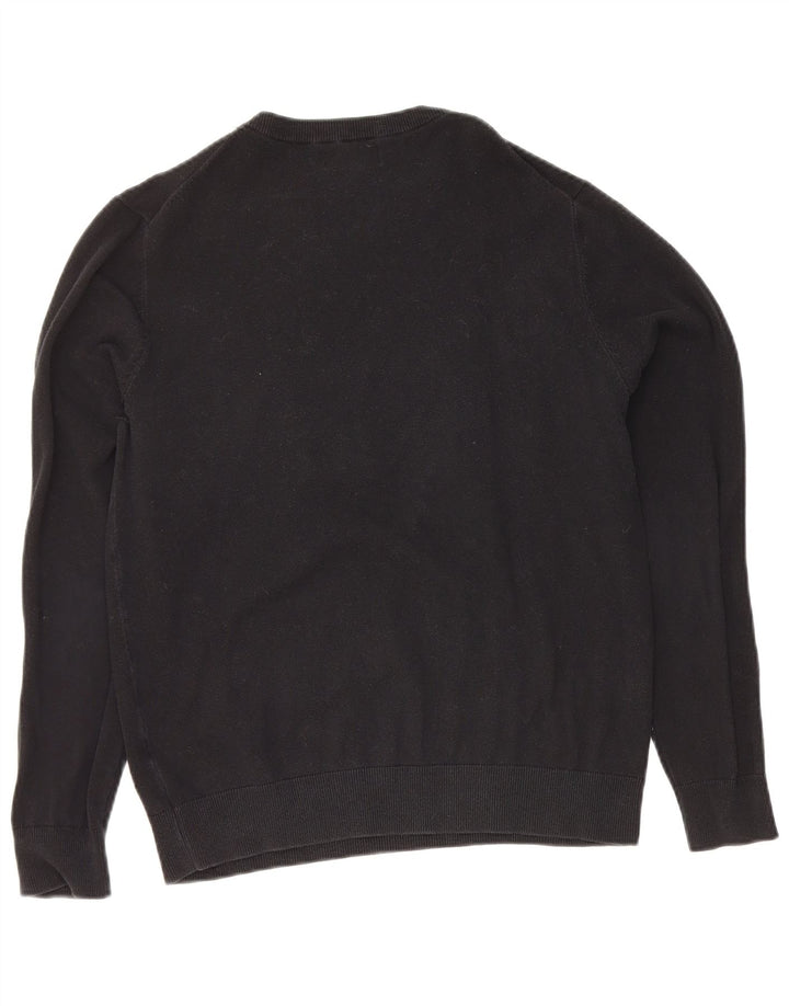 Zara Herre grafisk rund hals sweater mellemblå