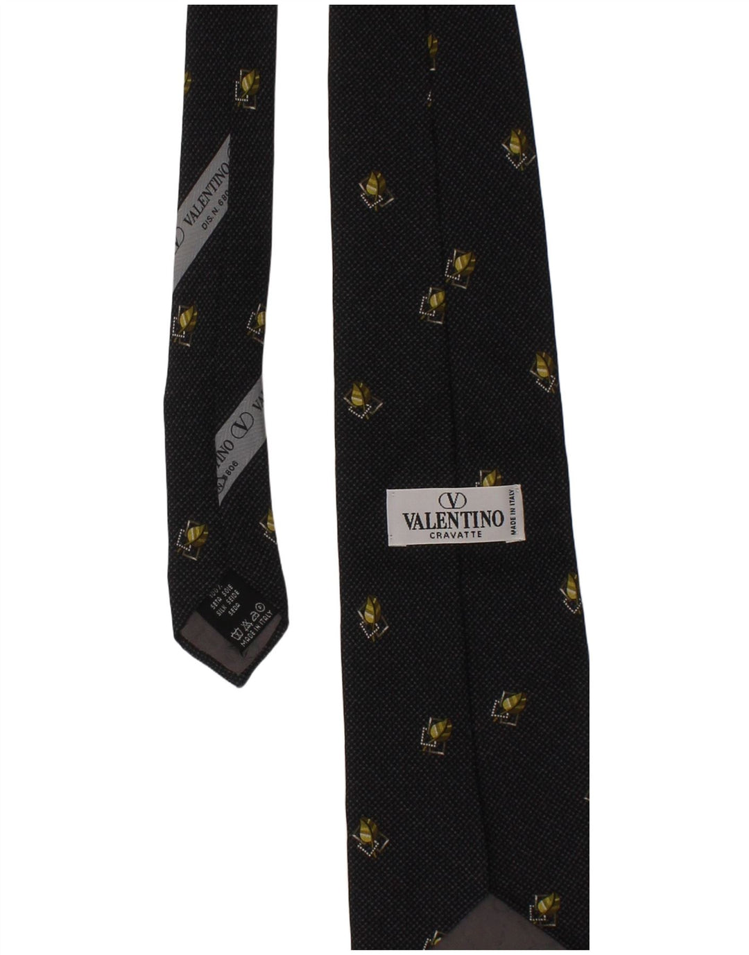 Valentino Herre Cravatte Tie One Size Black Floral Silke Designer