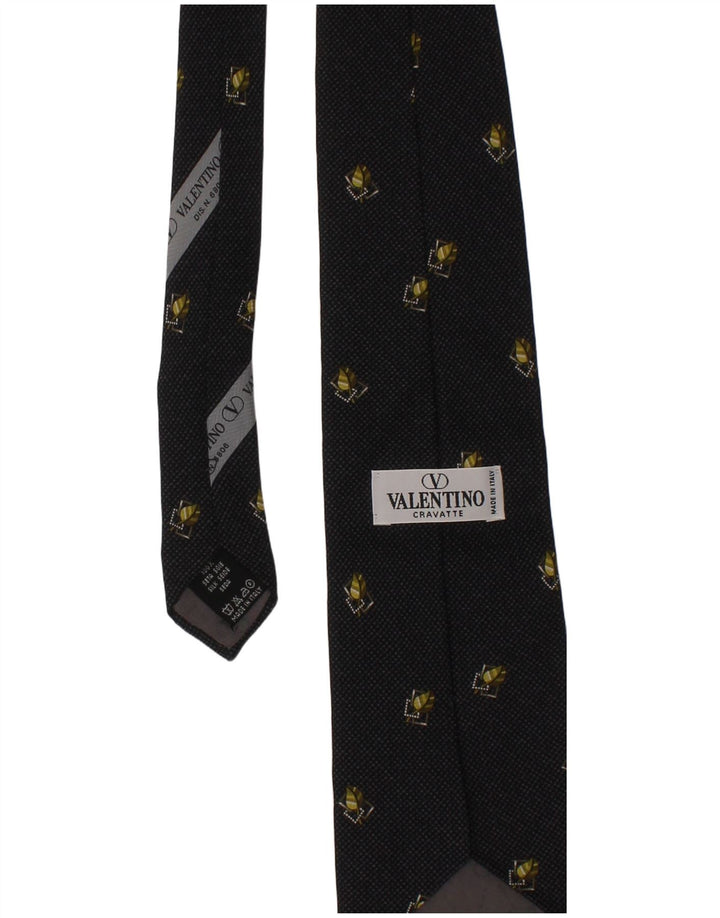 Valentino Herre Cravatte Tie One Size Black Floral Silke Designer