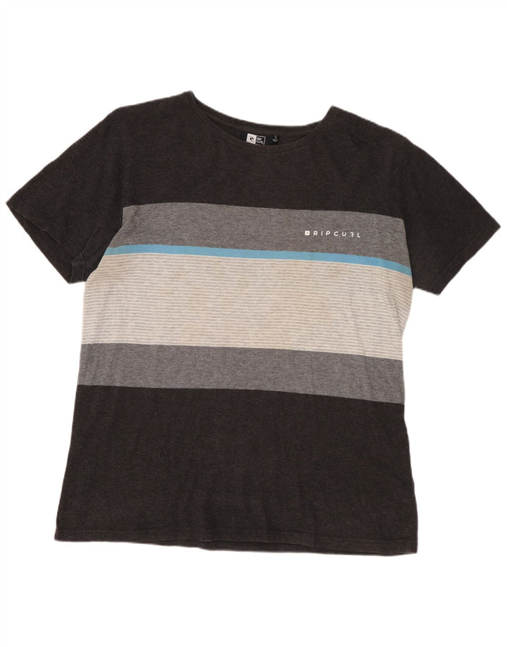RIP CURL Herre Standard Fit T-Shirt Top Lille Grå Stribet