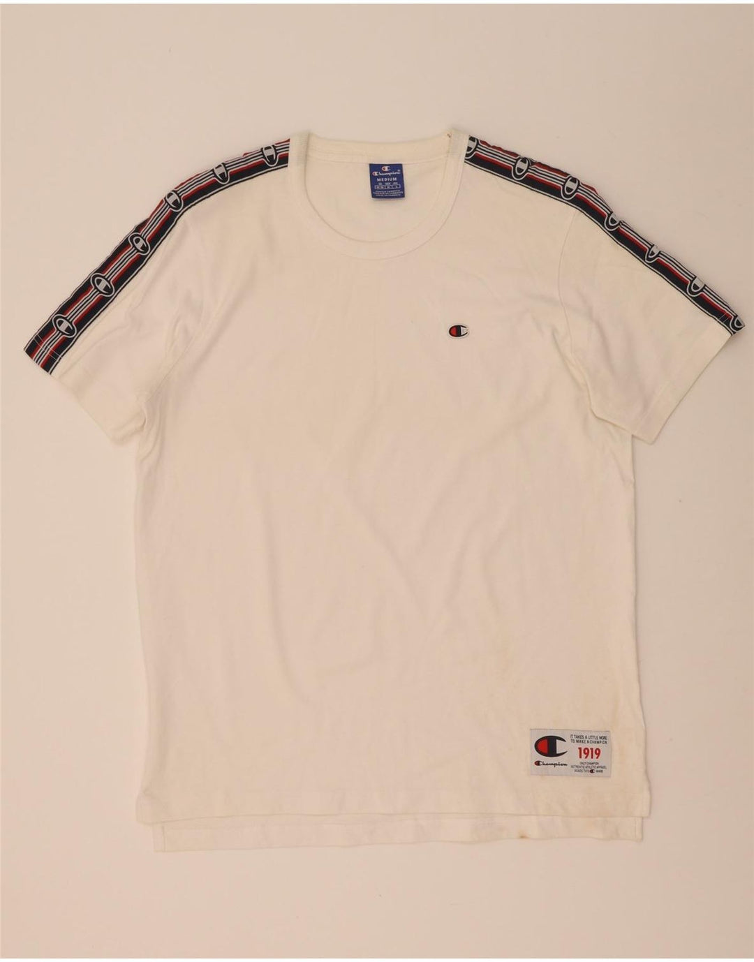 Champion Herre grafisk T-shirt Top Medium White Colourblock