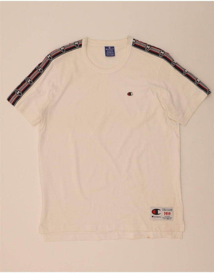 Champion Herre grafisk T-shirt Top Medium White Colourblock