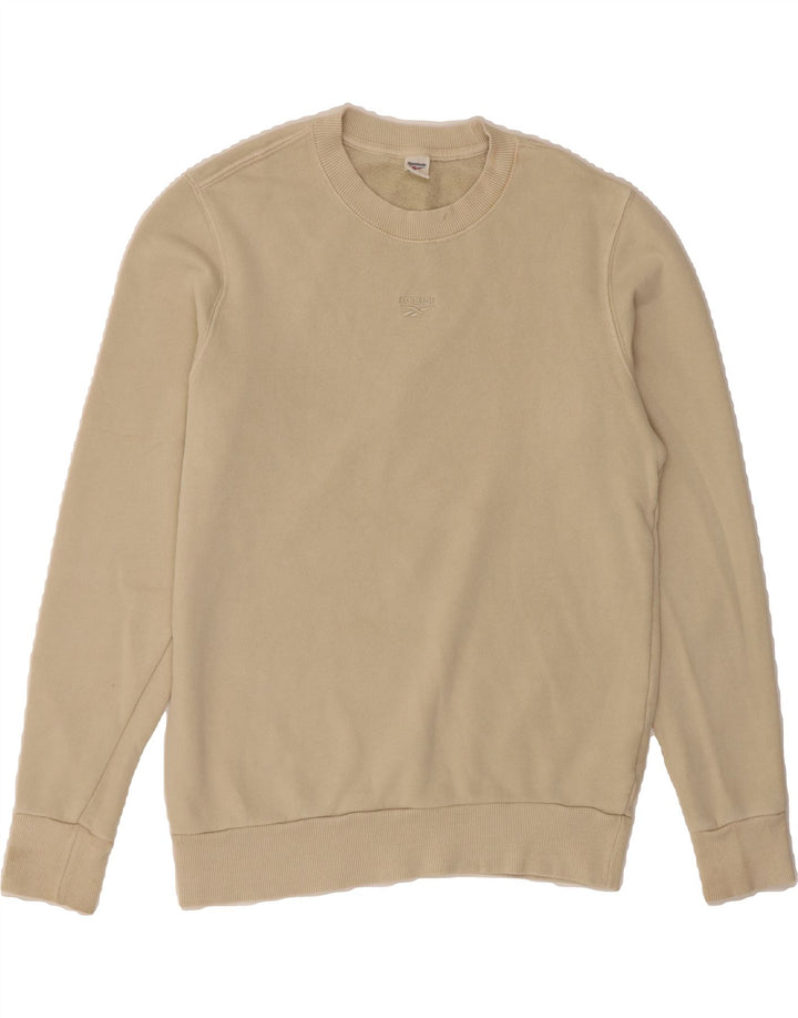 REEBOK Mens Sweatshirt Jumper Small Beige Cotton Vintage Reebok and Second-Hand Reebok from Messina Hembry 