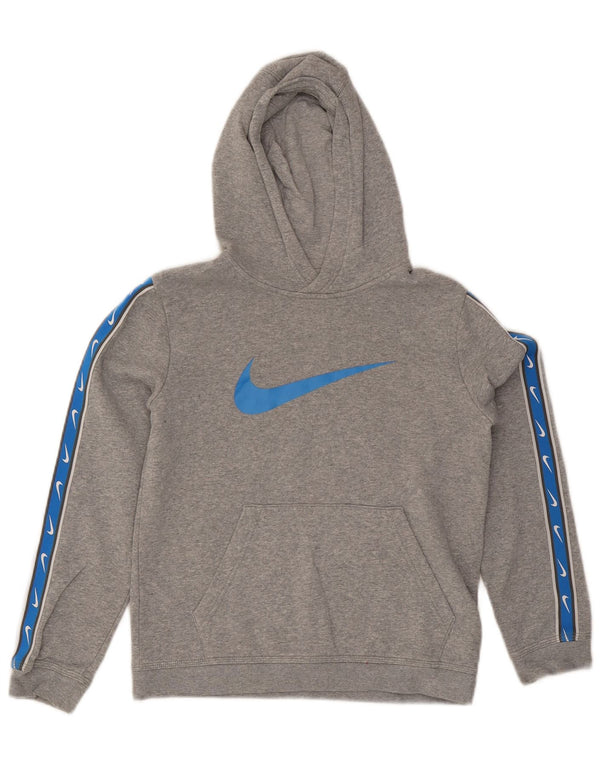 Nike drenge grafisk hættetrøje 12-13 år stor grå farveblok bomuld