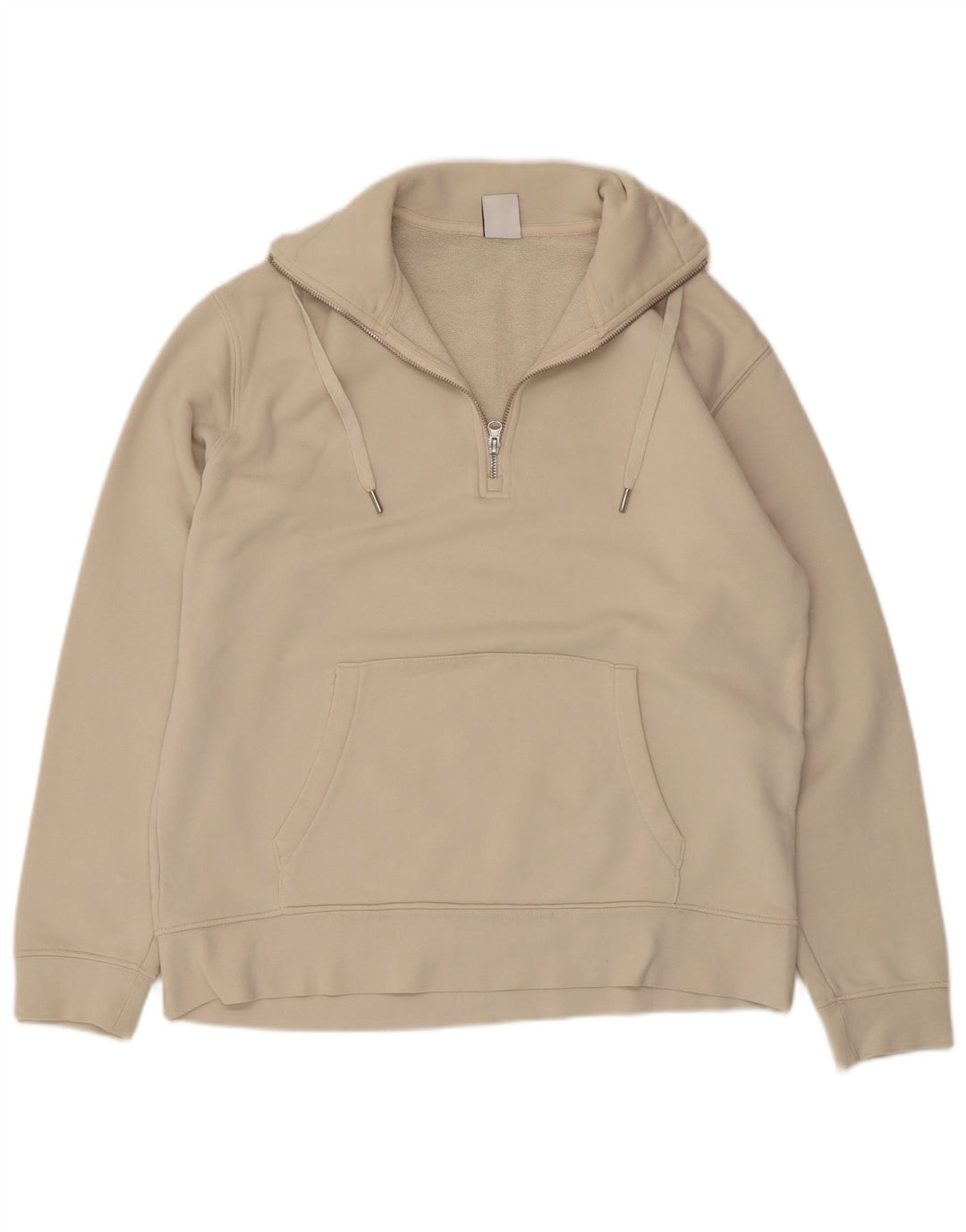 Zara Sweatshirt med lynlås til kvinder UK 14 Medium Beige Bomuld