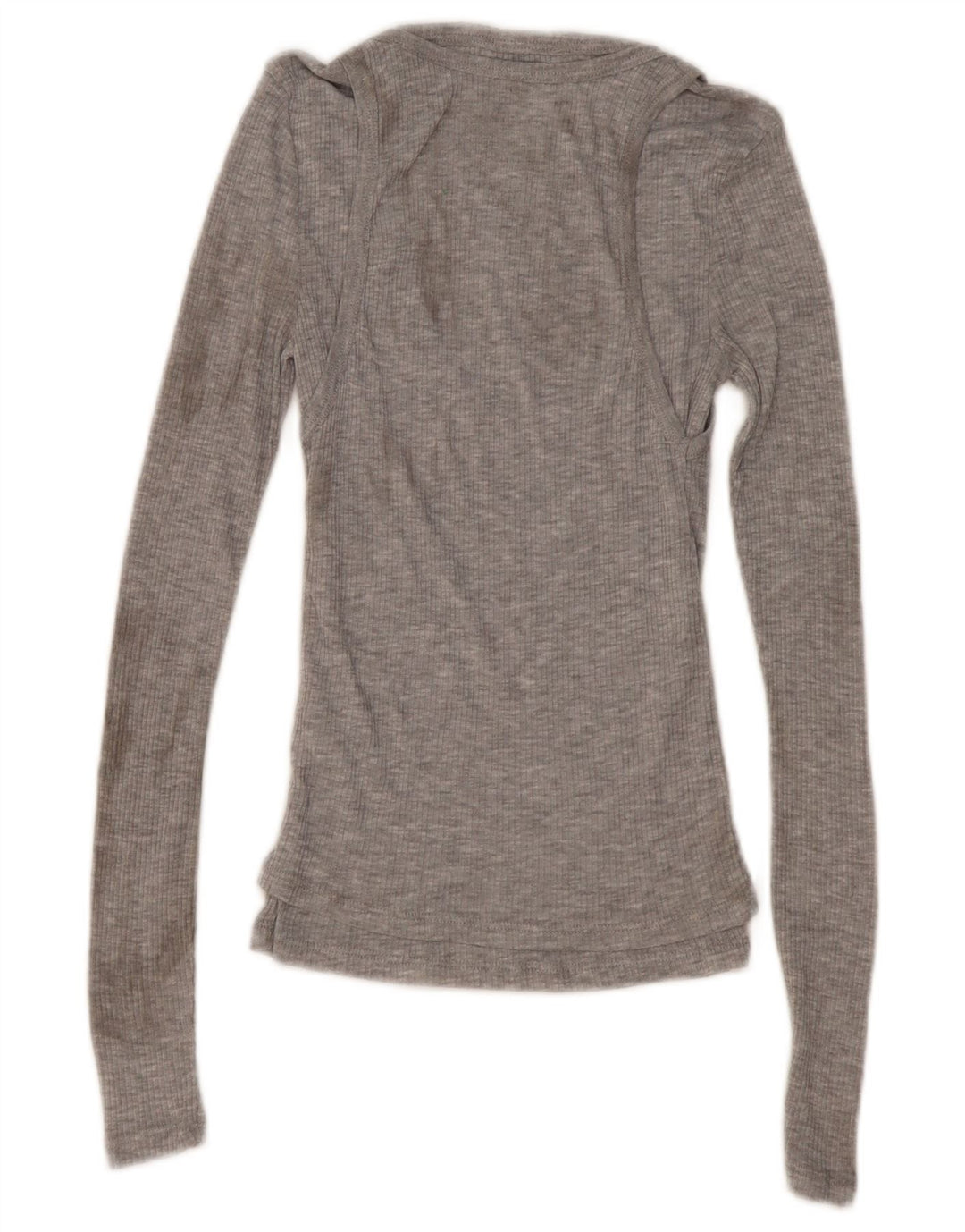 Zara Dame Top Langærmet UK 8 Small Grå Flecked Polyester