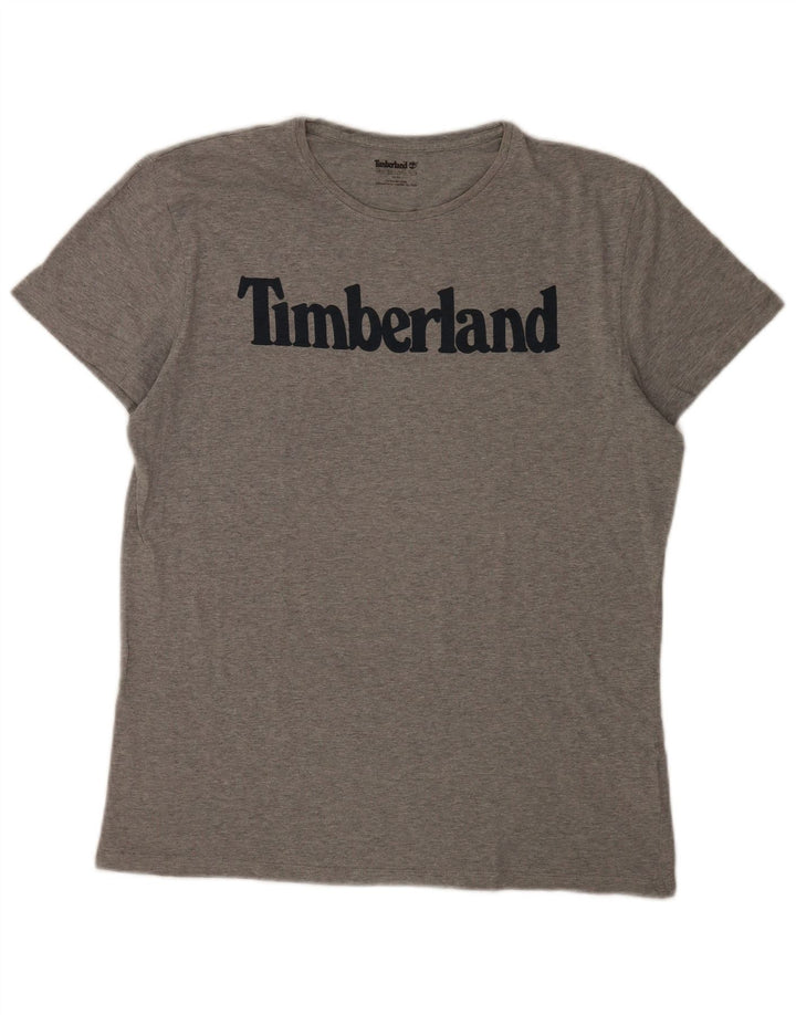 Timberland Herre grafisk T-shirt Top Medium Grey Flecked Bomuld