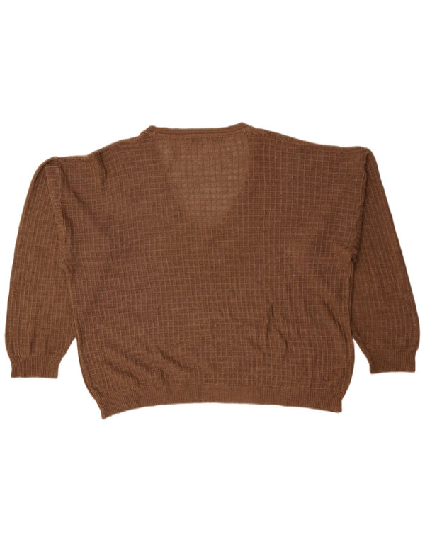 Pierre Cardin Herre Oversized V-hals sweater IT 56 2XL Brun ternet