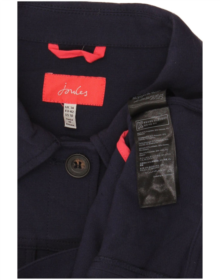 Joules Womens Crop Bomber Jacket UK 14 Large Navy Blue Polyester