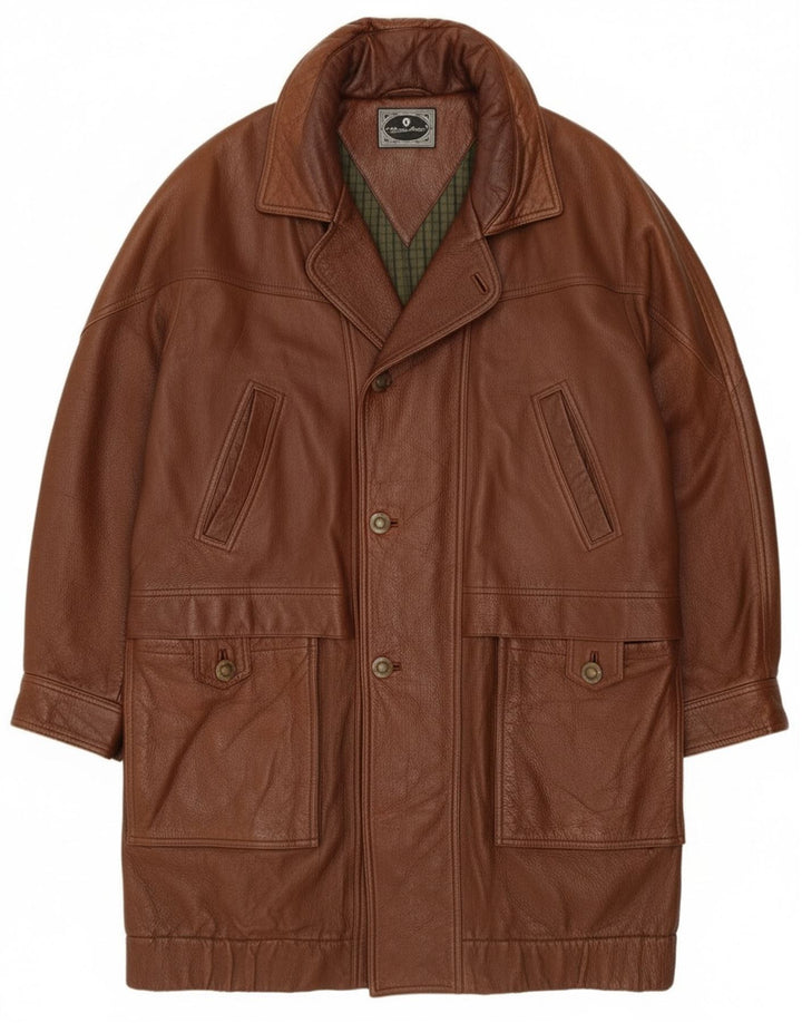 Etienne Aigner Herre Loose Fit Læderfrakke UK 40 Large Brown Læder