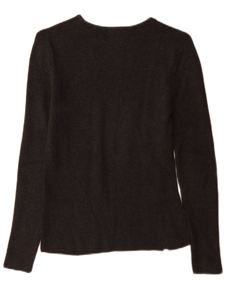 Zara Dame Boat Neck Jumper Sweater UK 12 Medium Grey Bomuld