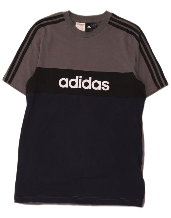 Adidas drenge grafisk t-shirt top 15-16 år grå colourblock bomuld