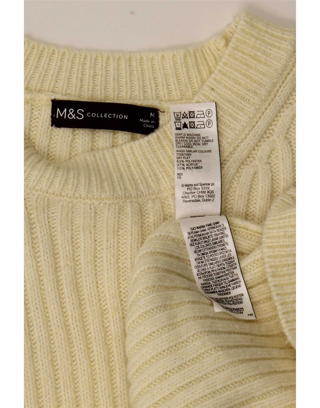 Marks & Spencer Dame sweater med rund hals DK 14 Medium Gul
