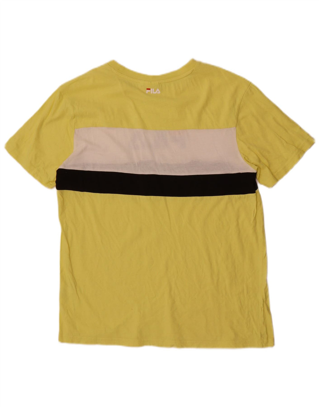 Fila Herre grafisk T-shirt Top Medium Gul Colourblock Bomuld