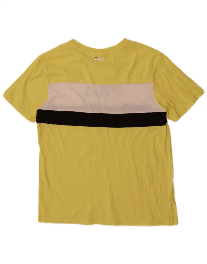 Fila Herre grafisk T-shirt Top Medium Gul Colourblock Bomuld