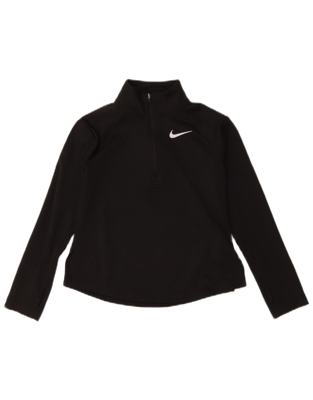 Nike Girls Dri Fit Pullover med lynlås-hals Træningsdragt Top 8-9 år Lille Sort