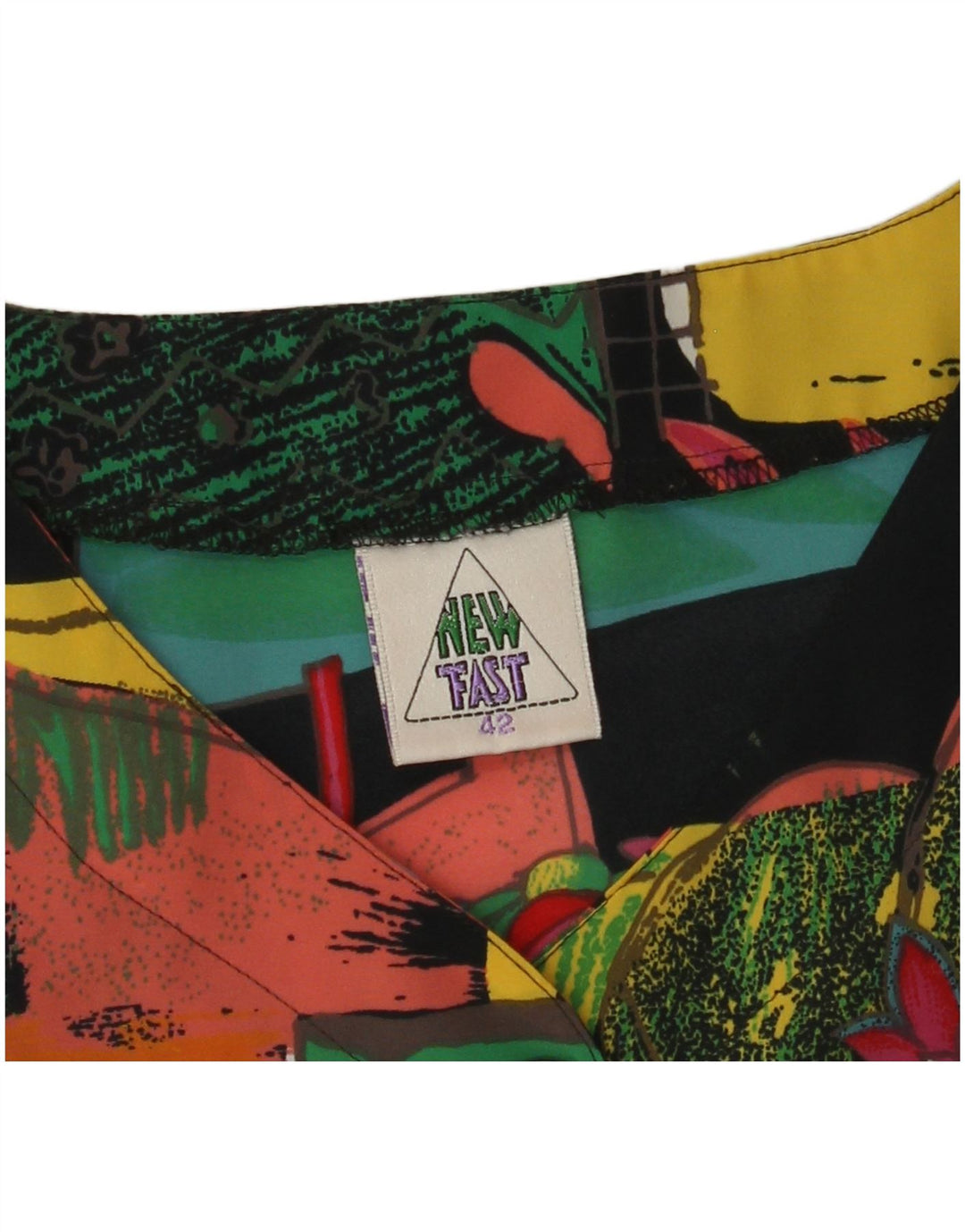 NY HURTIGT Dame Abstrakt Mønster Bluse Top EU 42 Stor Sort Polyester