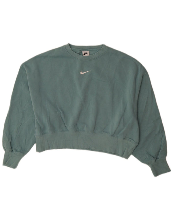 Nike Dame Oversized Sweatshirt Jumper UK 6 XS Grøn Bomuld