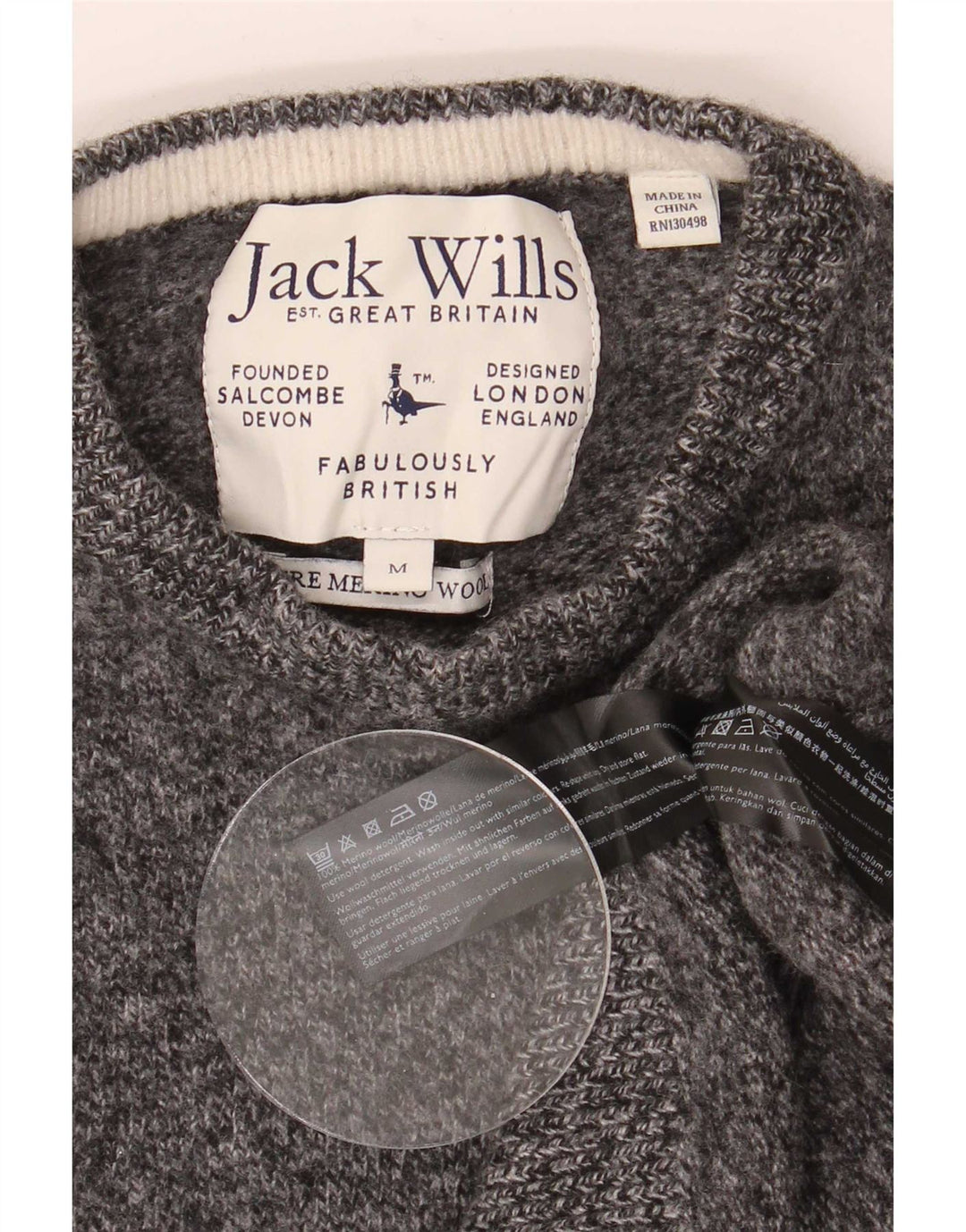 Jack Wills Dame sweater med rund hals, UK 12 Medium Grey Flecked