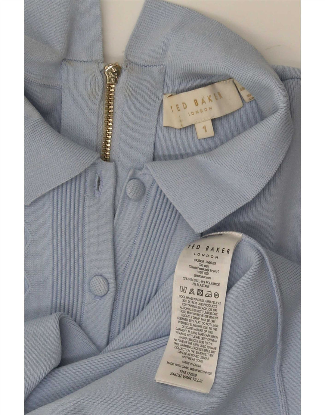 Ted Baker Dame 1/2 Ærmet Swing Dress Størrelse 1 XS Blå Viscose