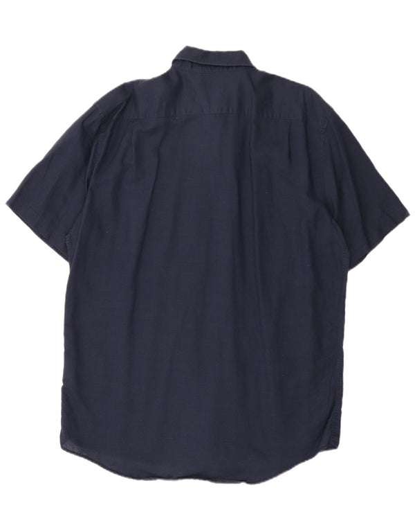 Coveri Mens Short Sleeve Shirt Size 43/44 XL Navy Blue Linen