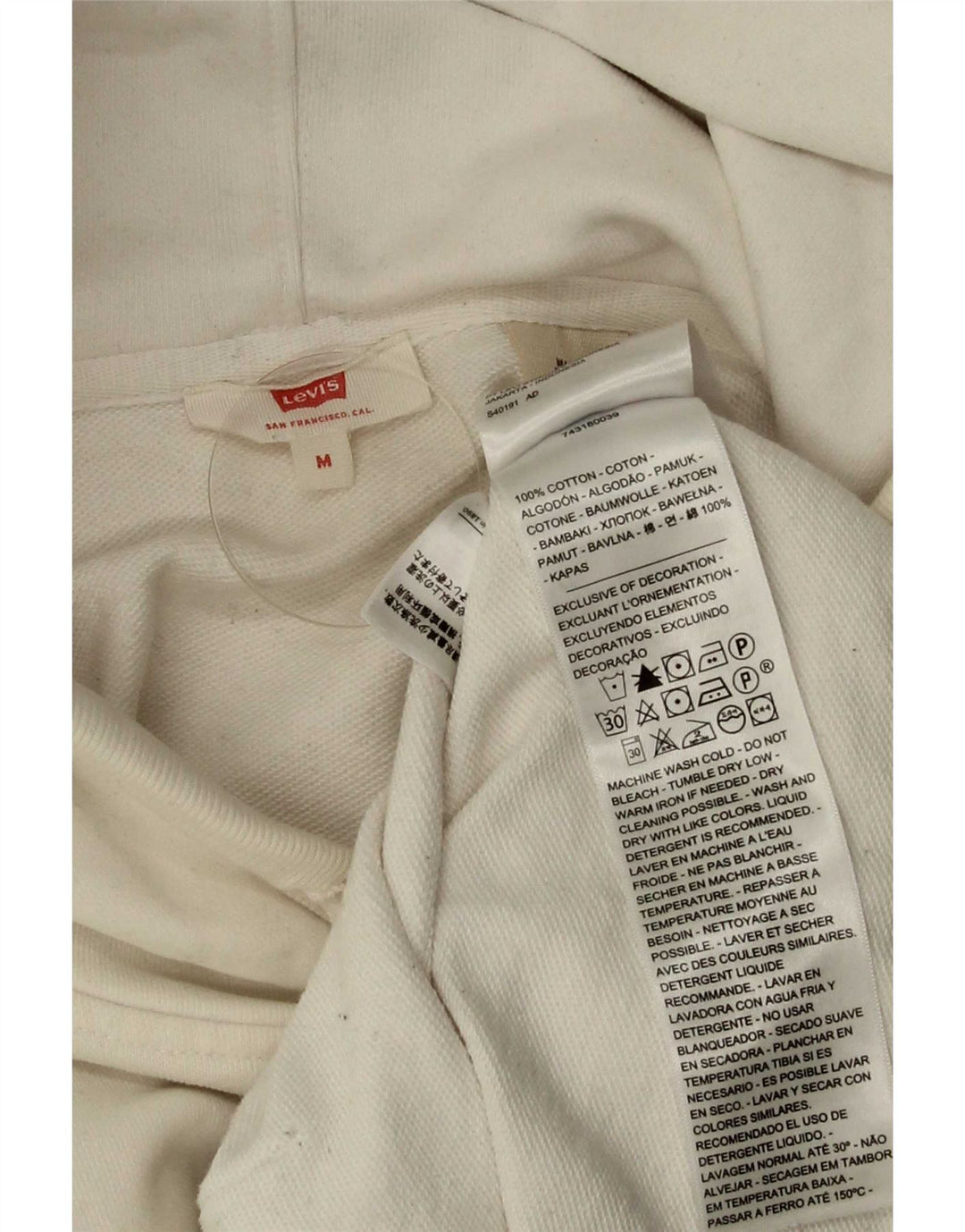 Levi's Grafisk Oversized Hoodie Jumper til kvinder UK 14 Medium White Bomuld
