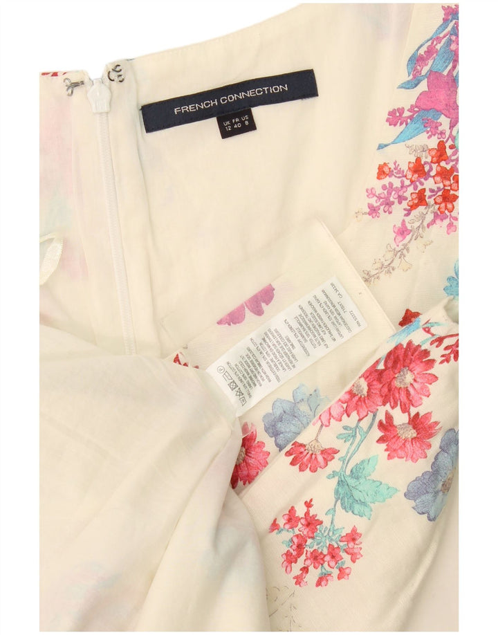 French Connection Dame A-Line Kjole UK 12 Medium Off White Floral