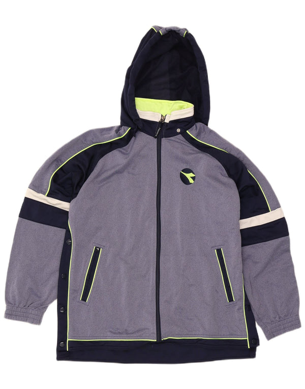 Diadora Træningsdragt med hætte til mænd, topjakke UK 38 Small Blue Colourblock