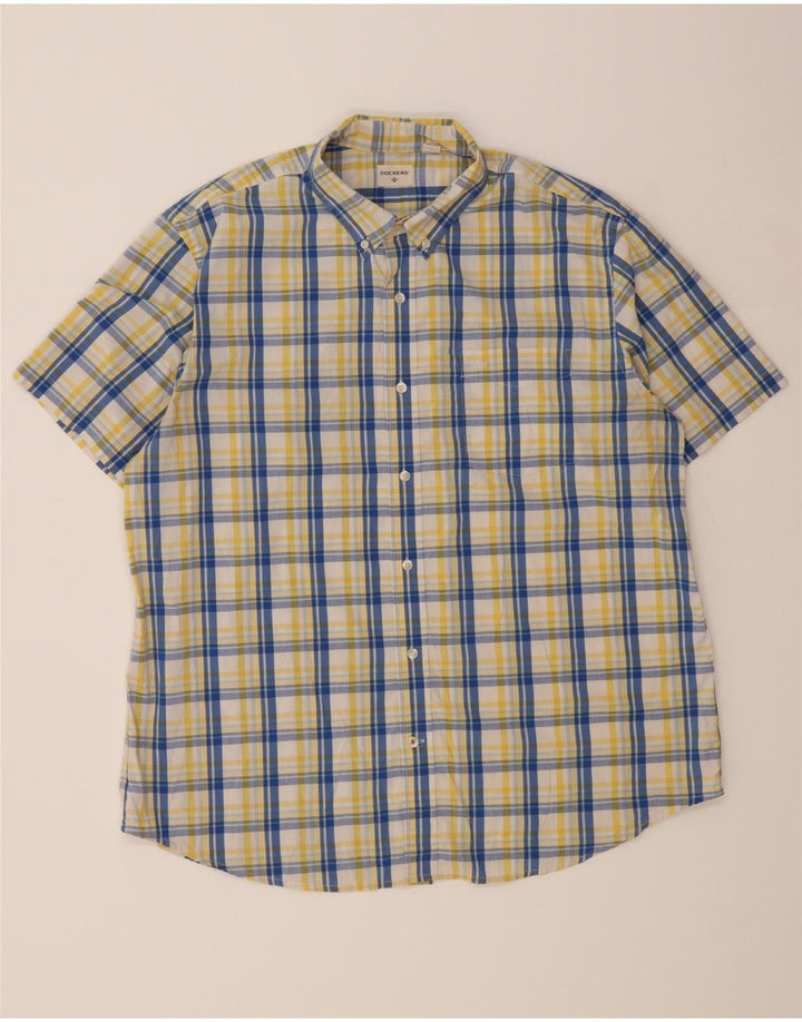 DOCKERS Mens Short Sleeve Shirt XL Yellow Check Cotton Vintage Dockers and Second-Hand Dockers from Messina Hembry 