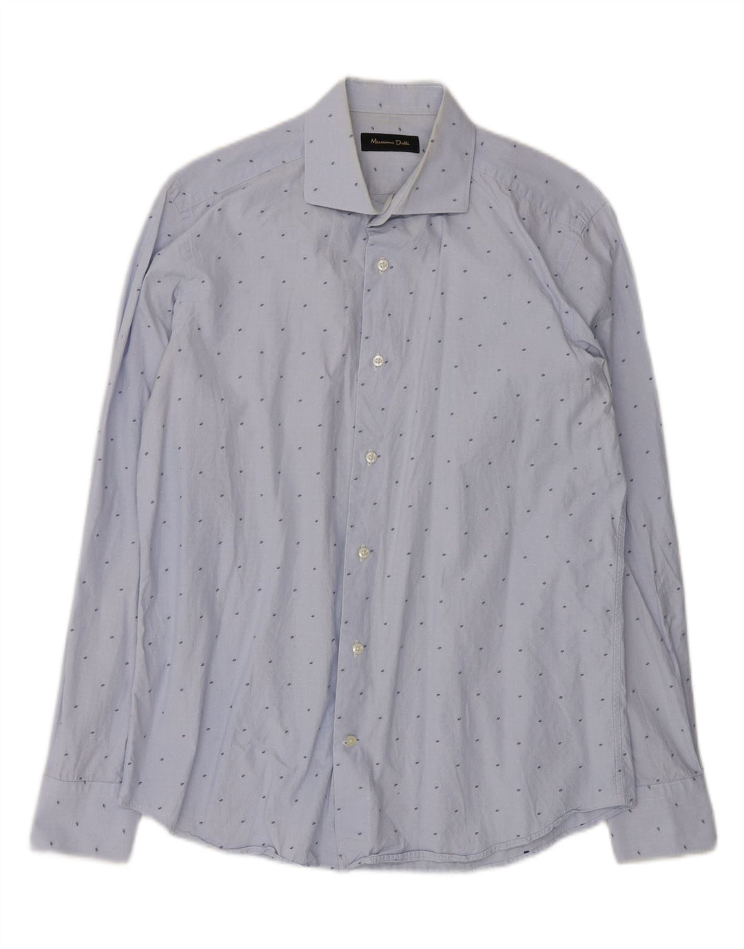 MASSIMO DUTTI Mens Shirt EU 40 15 3/4 Medium Blue Spotted Vintage Massimo Dutti and Second-Hand Massimo Dutti from Messina Hembry 