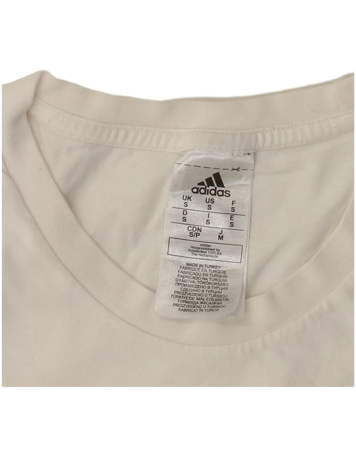 ADIDAS Mens Graphic T-Shirt Top Small White Cotton
