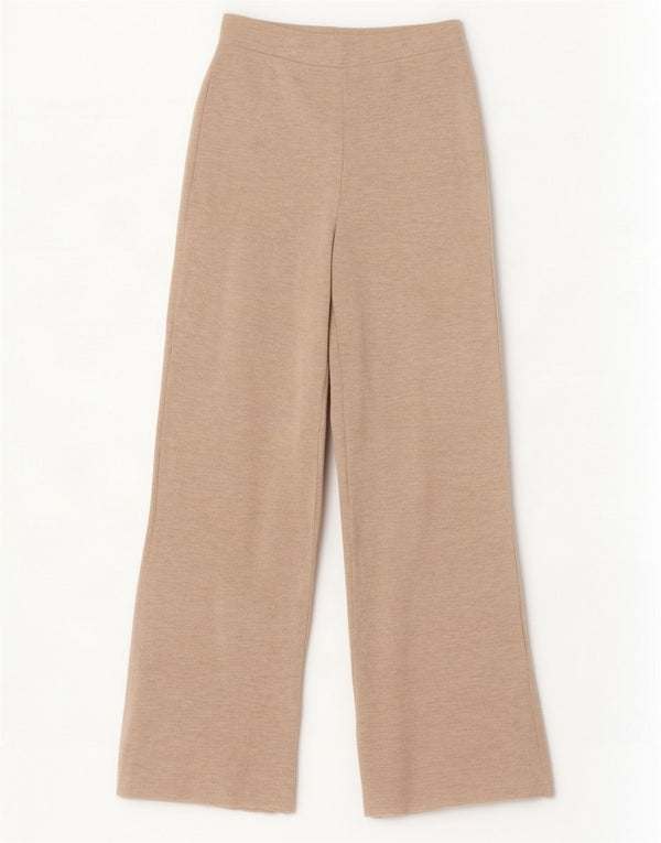 Zara Womens Tracksuit Bukser med brede ben UK 8 Small Beige Flecked Polyester
