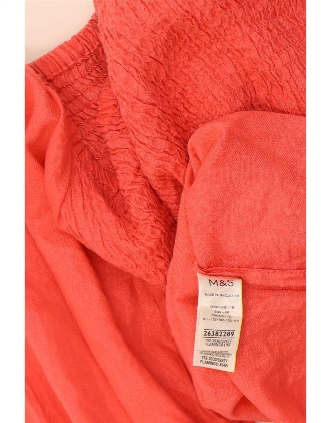 Marks & Spencer Dame 3/4-ærmet bluse Top UK 16 Large Red Linen