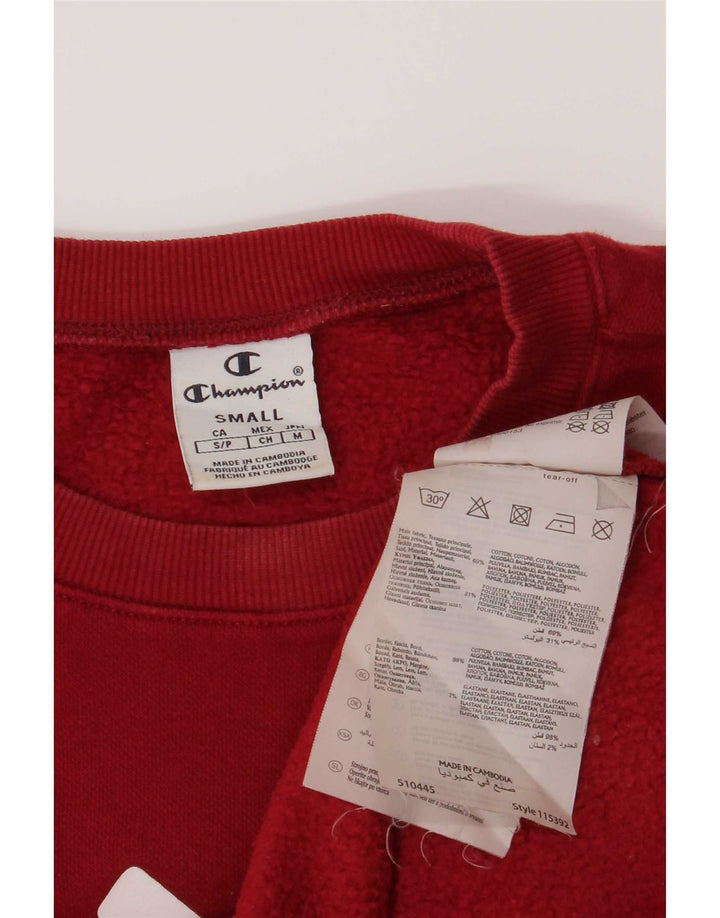 Champion Dame Grafisk Oversized Sweatshirt Jumper UK 10 Small Burgundy