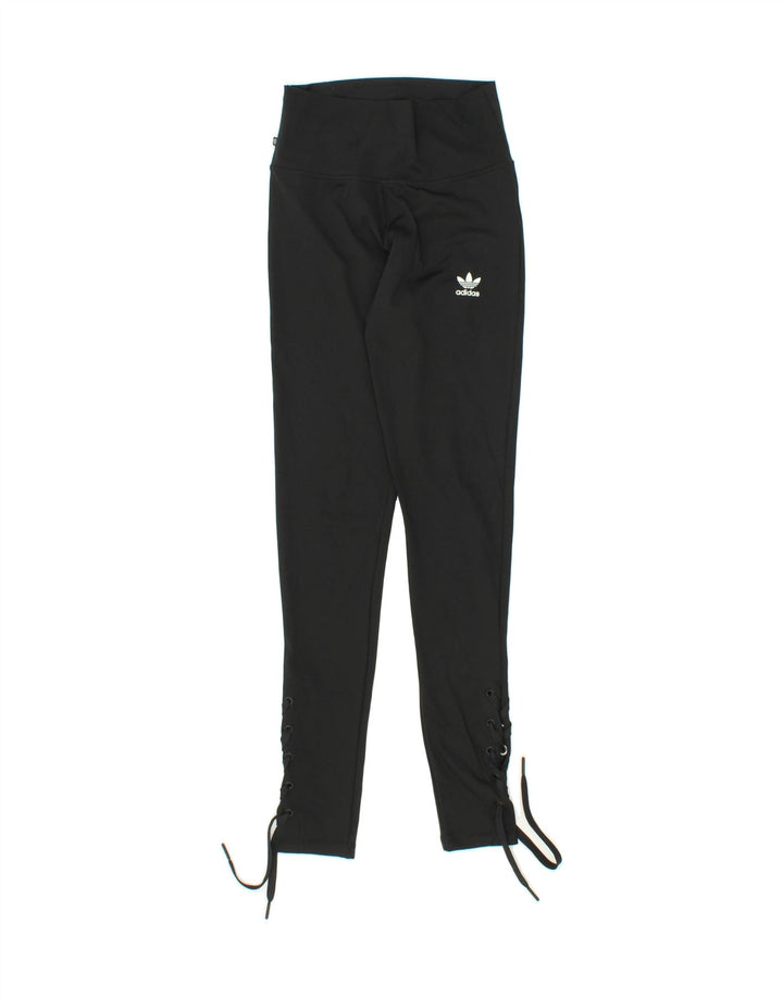 ADIDAS Womens High Waist Leggings UK 8 Small Black Polyester Vintage Adidas and Second-Hand Adidas from Messina Hembry 